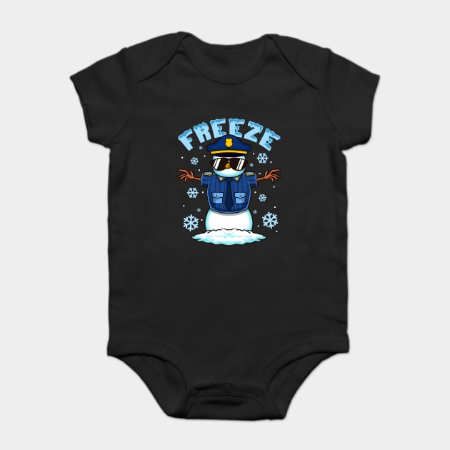 Freeze Police Snowman Hilarious Christmas Police Officer Baby Bodysuit by creative